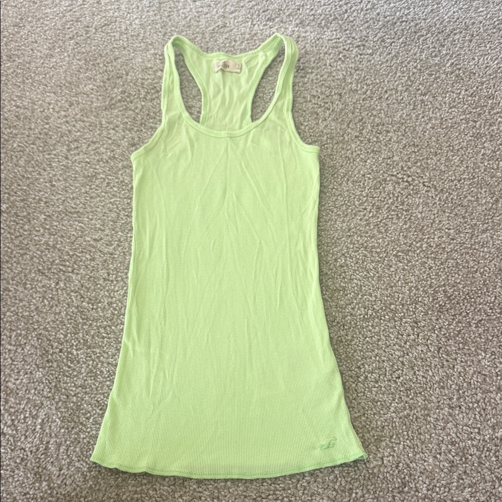 Hollister Women’s Light Lime Green Razor Back Tank Top Size Small